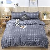 Gestreifter, Karierter Druck, Mikrofaser, King-Size-Bettbezug, Schlafzimmer, Dekorative Bettwäsche, 4Er-Set Microfaser Deckenbezug Mit Reißverschluss 150x200