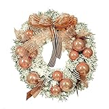 JHGF Rose Gold Weihnachtsrattan Girlande, Fenster- und Türschmuck, Beflockung Schneespray Weihnachtsschmuck, Haustür Künstliche Girlande Dekoration, Weihnachtsgirlande. (Ohne Licht 60cm)