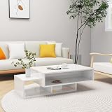 Cankypu Couchtisch Hochglanz-Weiß 105x55x32 cm Spanp