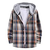 Sasaquoy Herren Pullover Innenfutter Warm Kariert Jacke Thermohemd Hooded Sweatshirt Herbst Winter Sweater Casual Dicke Lose Zipper Langarmshirt Basic S