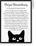 Katzenregeln II Katzen-Hausordnung ABOUKI® Kunstdruck Poster Bild Geschenkidee Geburtstag Weihnachten für Katzenfans Katzenliebhaber - ungerahmt DIN A4