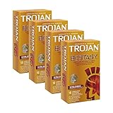 Trojan Ecstasy Ultragerippte und gleitfähige Kondome mit hochwertigem Latex - Packung mit 40 Stück