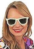 Andrea-Moden Hippie Brille mit Daisy Blumen zum 70er Jahre Flower Power Kostü