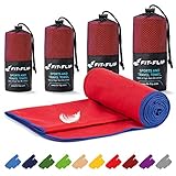 Fit-Flip Mikrofaser Handtücher Set  in Allen Größen / 16 Farben  Ultra leicht & schnelltrocknend  das perfekte Trainingshandtuch, Travel Towel, Strandtuch (100x200cm, Rot mit Dunkelblauen Rand)