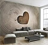 Fototapete 3D Effekt Kreatives Herz formte openwork Holzmaserung-Hintergrundwand Tapete Vliestapete Wandbilder Wanddek