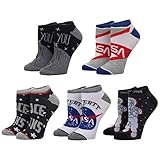Bioworld - NASA - NASA and Space Themed Ankle Socks 5-Pack (Sock Size 9-11, Shoe Size 5-8 Men)