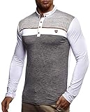 Leif Nelson Herren Polo-Shirt Langarmshirt Slim Fit Baumwolle-Anteil Basic Männer Longsleeve Pulli weißes Sweatshirt Poloshirt Pullover T-Shirt Langarm LN4805 Weiß Larg