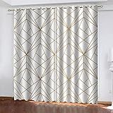 SDSONIU blickdichte Gardinen Verdunkelungsvorhang 220 X 215 cm Kreative Geometrische Goldbarren 2Er Set Gardine Polyester Thermovorhang Lichtdicht Verdunkelungsvorhang Energieeffizient Mit Ösen Für S