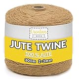 Creative Deco 300m Juteschnur Natur Braun Jute-Kordel | 985 Fuß | 2-3 mm Dicke 3-Lagig | Hanfschnur Juteband Paketband Stark | Für Dekoration, Floristik, DIY Kunst-Handwerk, Verpackung und Recycling