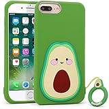 Megantree Cute iPhone 6 Plus Case, iPhone 6s Plus Case, iPhone 7 Plus Case, iPhone 8 Plus Case, Funny Fruit Avocado Soft Silicone 3D Cartoon Full Protection Shockproof Back Cover for Girls Boys W