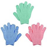 Molain 3 Paar Peeling-Handschuhe Körperwäscher Bad Waschlappen Peelings Peeling-Handschuh für die Dusche Spa-Massage Abgestorbene Hautzellen Entferner Badzubehör Luffa-Tü