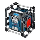 Bosch Professional 18V System Akku Baustellenradio GML 20 (20 Watt, USB, SD, 2x Aux-In, Aux-Out, 12V DC Strombuchse, im Karton)