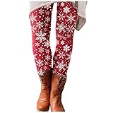 Lomelomme Damen Bedruckte Leggings Weihnachten Gedruckte Elastische Allgleiches Weihnachten Printed Leggings Elastische Leggings Freizeithosen Stiefel Hosen R