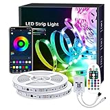 MINGRT 5050 RGBIC LED Strip 5m, LED Streifen mit Fernbedienung und Bluetooth APP Musik Sync, Segmentcontrol, IP65 Wasserdichter, 20 Farben und 8 Modi LED Band für DIY Party Zuhause Schlafzimmer TV