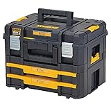 Dewalt Werkzeugbox Combo (21,6l Volumen, Kombination aus TSTAK II und IV, sichere Verwahrung von Elektrowerkzeugen und Handwerkzeugen, IP54), Black and Yellow, DWST83395-1