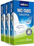 WC-Tabs Reiniger extra stark 3-Phasen Eukalyptus - 3x 35 Tabs a 25g für Toilette, Spühlkasten & WC