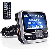 Bluetooth FM Transmitter, Clydek Universal FM Transmitter Radio Adapter Audio-Empfänger Car Kit mit Fernbedienung, Dual-USB-Ladegerät und Freisprechfunktion [1,8 Zoll Großbildschirm]