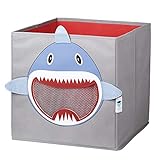 LOVE !T STORE !T - Spielzeugkiste - Haifisch, 30x30x30cm, haifisch - hellgra/rot/hellblau/weiß, Faltbare Spielzeugkiste für das Kinderzimmer, Aufbewahrungsbox für Kinder, 750145