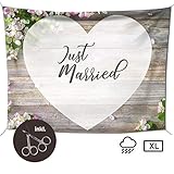 D&D Living Hochzeitsherz zum Ausschneiden (240 x 180 cm) | Wetterfestes Hochzeitslaken-Set mit 2 Scheren (Blütenholz)