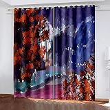 YTSDBB Blickdicht Gardinen für Schlafzimmer Bemalt rotes Ahornblatt art B 234 x H 230 cm Thermovorhang Schlafzimmer Lichtundurchlässig stoff Lärmschutzvorhang für Junge Mädchen Wohnzimmer Teenag