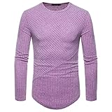Shirt Herren Urban Klassisch Mode Rundhals Einfarbig Herren Langarm Herbst Winter Basic Slim Fit Stretch Feinstrick Weich Komfortabel Atmungsaktiv Männer Strickw