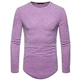 Shirt Herren Urban Klassisch Mode Rundhals Einfarbig Herren Langarm Herbst Winter Basic Slim Fit Stretch Feinstrick Weich Komfortabel Atmungsaktiv Männer Strickw