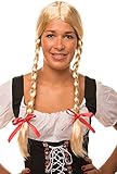 Balinco Heidi / Gretel Perücke blond mit Zöpfen und roten Schleifen für Damen und Herren Fasching