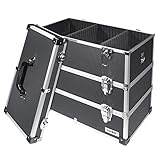 HMF 14661-02 Alu Werkzeugkoffer leer, 3 Etagen, 44 x 45 x 24 cm, schw