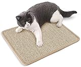 Kratzmatte für Katzen, langlebig, natürliches Sisal, horizontale Kratzmatte für Katzen, schützt Teppiche und Sofas, Weiß, 30 cm x 39,9