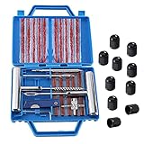 3D Lettering Reifen Reparaturset, 32 Stück Reifenreparaturset Heavy Duty Flat Reparatur Set mit Ventilkappen Profi Reifenreparatur Set PKW Pannenset Vulkanisier Streifen Auto M