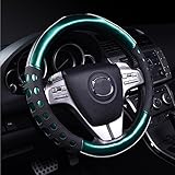 Universal Auto Lenkradhülle Lenkrad Abdeckung Lenkradbezug aus Laser gebürstet Leder 37-39CM / 15'' Anti Rutsch Atmungsaktiv Luxuriös Lenkradabdeckung Lenkradschoner - Grü