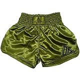Dynamix Athletics Muay Thai Shorts Origin Khaki/Schwarz - Traditionelle Klassische Thaibox Hose für Herren (XL)