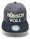 Outfitfabrik Snapback Cap „Hübsch voll in dunkelgrau, schwarzer Schirm, 3D-Stick (Lifestyle, Festival, Statement), One Size, Männer und Frauen, verstellb