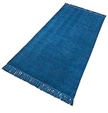 PuRo Lifestyle Teppich Chenille Blau Marine weich robust Baumwolle, Größe:70 cm x 140