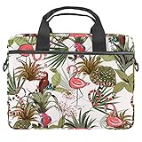 TIZORAX Laptop-Tasche Flamingo-Schlange und Papagei mit Blumen, Notebooktasche mit Griff, 38,1 - 39,1