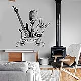 Rock N Roll Wandtattoo Musik Rock Gitarre Mikrofon Aufkleber Wandbild Kunst Wohnkultur Jungen Zimmer Musik Studio Dekor Wandbild A1 42x46