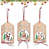 BESTZY 3 Stück Weihnachten Holz Ornamente, Holz Weihnachtsdeko Anhänger, Weihnachtsbaum Dekoration Set, Holz Weihnachten Anhänger Deko, für Weihnachtsdeko Verzierung