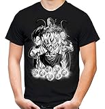 Goku Gang Männer und Herren T-Shirt | Dragonball Son Goku Vegeta (3XL, Schwarz Druck:Weiß)