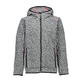 CMP – F.LLI Campagnolo Jungen Knit Tech Polyester-Strickfleecejacke mit Kapuze Fleecejacke, Nero Mel-Ferrari, 116