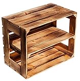 Kistenkolli Altes Land geflammte Weinkiste '/Massive Schuh- Bücherregalkiste Obstkiste Maße ca 50 x 40 x 31cm Holzkiste Regal (geflammt offen Längs)