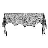 Hotaden Cobweb-Kaminschal, Halloween-Spinne-Webtisch-Abdeckung, Spitze Spiderweb-Kamin-Tuch, Halloween-Tischdecke, Halloween-Party-Lieferung