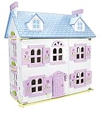 Leomark Alpine Villa Puppenhaus aus Holz mit Möbeln und Familie - Farbe PINK - Familienhaus mit möbel mit zubehör, für Kinder, Höhe 60