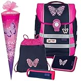 BUTTERFLY - Schmetterling - McNeill Ergo PRIMERO DIN Schulranzen-Set 5tlg. - SCHULTÜTE 85cm GRATIS!
