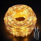 25M LED Lichtschlauch, GlobaLink 500er LED Weihnachtsbeleuchtung Außen Strom IP65 Wasserdicht, Schlauch Lichterkette PVC-Draht 8 Modi für Innen Außen Garten Hochzeit Party Weihnachten Deko - Warmweiß