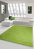 Traum Shaggy Teppich Hochflor Langflor Teppich Wohnzimmer Teppich Gemustert in Uni Design Grün Größe 160x230