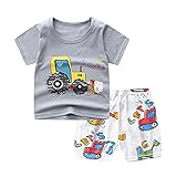 Bekleidungsset Sommer Babykleidung Kinder Baby Jungen Cartoon Tier T-Shirt Tops +Shorts Hosen Outfits Set Kleidungsset Neugeborenen Baby Kleidung Set (90, Gelb)