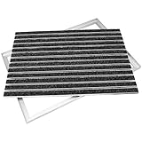 Desan | Alu Fußmatte Ultra Mat | 22mm Aluminium Fußabtreter für Außen und Innen | Türmatte für die Haustür | Alu Rahmen | Schmutzfangmatte in 3 Größen | Anthrazit | Textilrips | 40 x 60