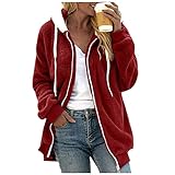 Deloito Winterjacke Damen Teddy Fleecejacke Warme Plüschjacke Mantel mit Kapuze Weich Plüschmantel Oversize Fleecemantel Teddy Kapuzenjacke Flauschjacke Reißverschluss Übergangsjack