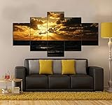 KJHKH 5 TLG Bilder,Modulare Wandkunst Wandaufkleber Ozeanlandschaft modern wanddeko XXL 5 Stück Wandkunst HD