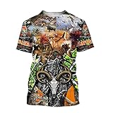 Sommer-T-Shirt, Hirsch/Ganse/Fasan, Jagd, 3D-Druck, für Herren, lässig, kurzärmelig, Unisex-T-Shirt, T-Shirt15, XXXXL